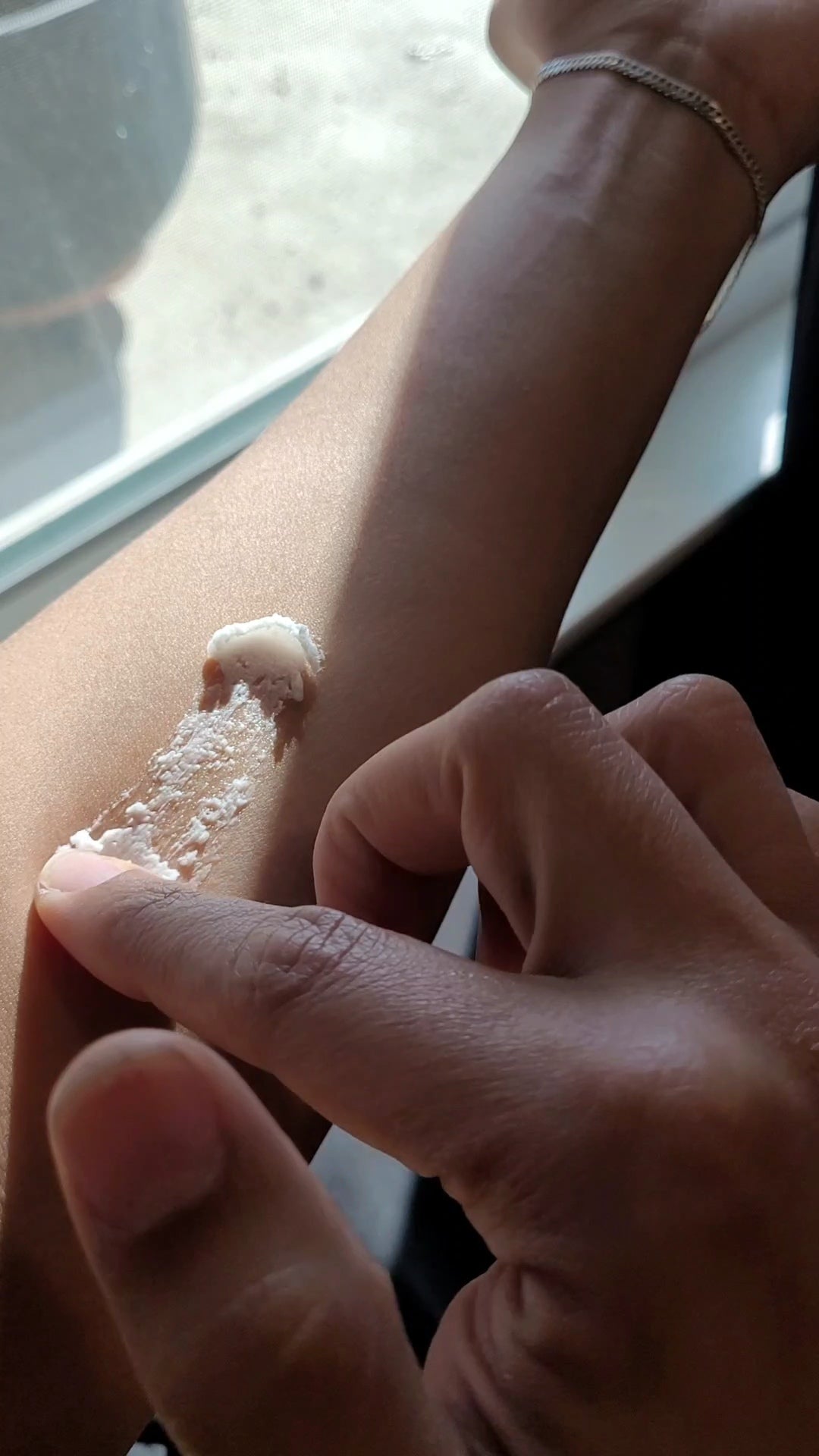 6 oz jar labeled 'SOL SALT' close-up of the body butter gliding onto the forearm. Nourishing magnesium body butter for soft skin & muscle relief. Creamy, non-greasy.