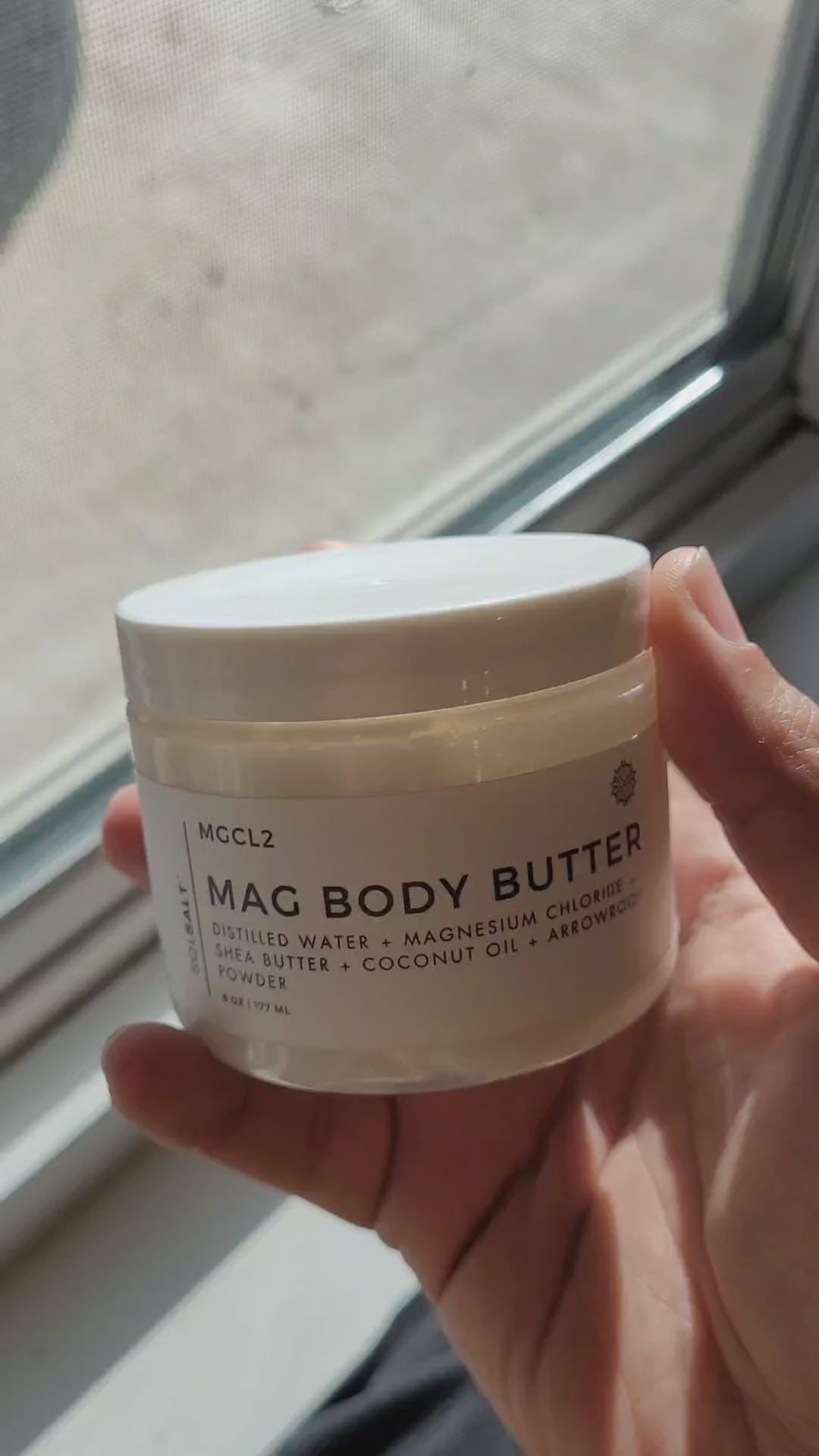 Magnesium Chloride Body Butter video showcasing the consistency and application onto the forearm 